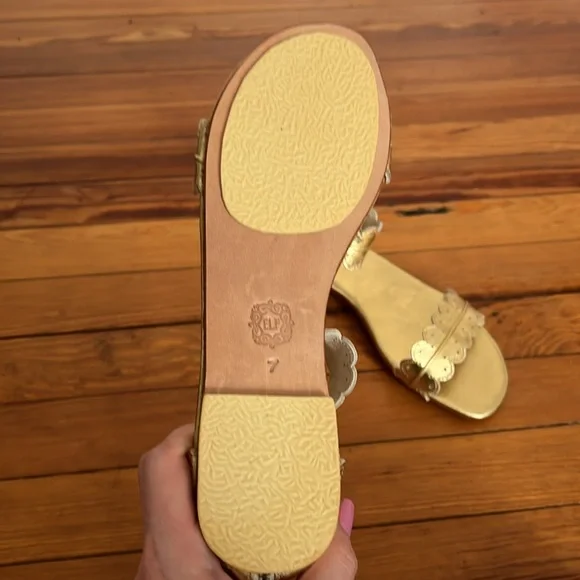 ELF Midsummer Gold Leather Sandals with Hand Cut Detailing - Picture 10 of 13